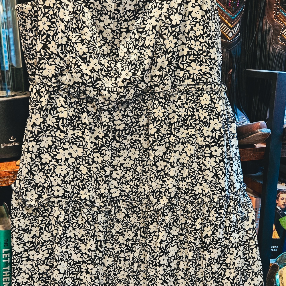 Floral Black and White Dress